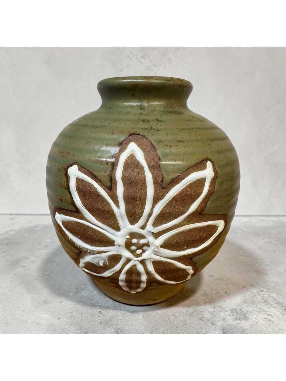 Vintage Mid Century Earthware Japanese Vase with original sticker
